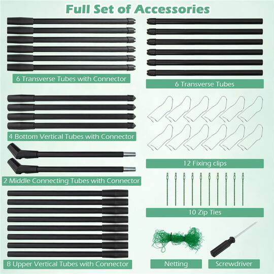 Costway 75" Garden Trellis for Plant Climbing with PE-Coated Frame & Trellis Net